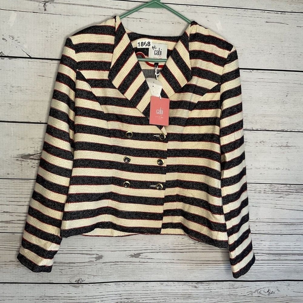 NWT Cabi Love Carol Striped Button Cruise Blazer Even Keel Jacket Women‎ 6 China